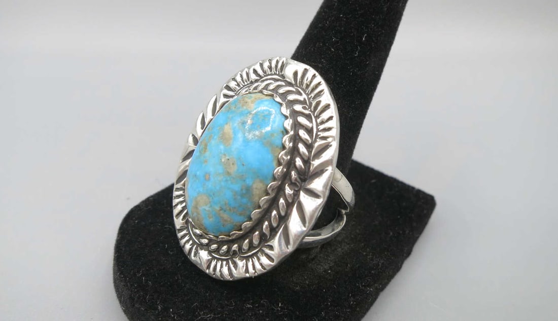 STERLING SILVER TURQUOISE RING - 2