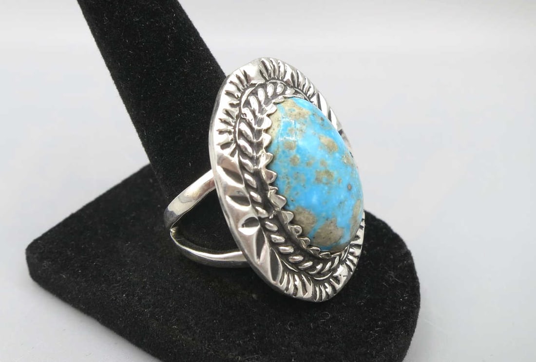 STERLING SILVER TURQUOISE RING - 3