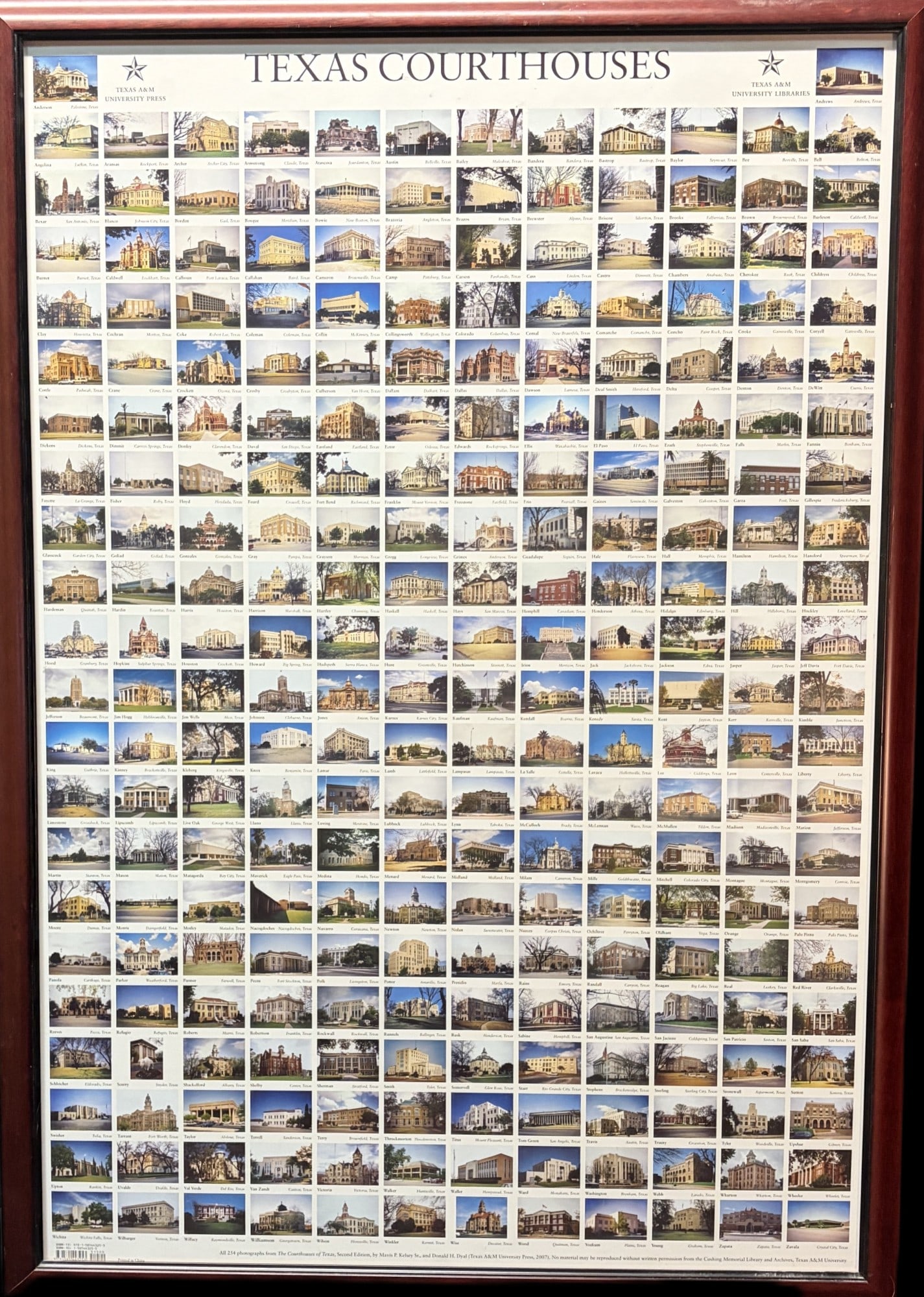 TEXAS COURTHOUSE PHOTOGRAPHS FRAMED: TEXAS COURTHOUSE PHOTOGRAPHS FRAMED Height: 42 in. by Width: 30 in.