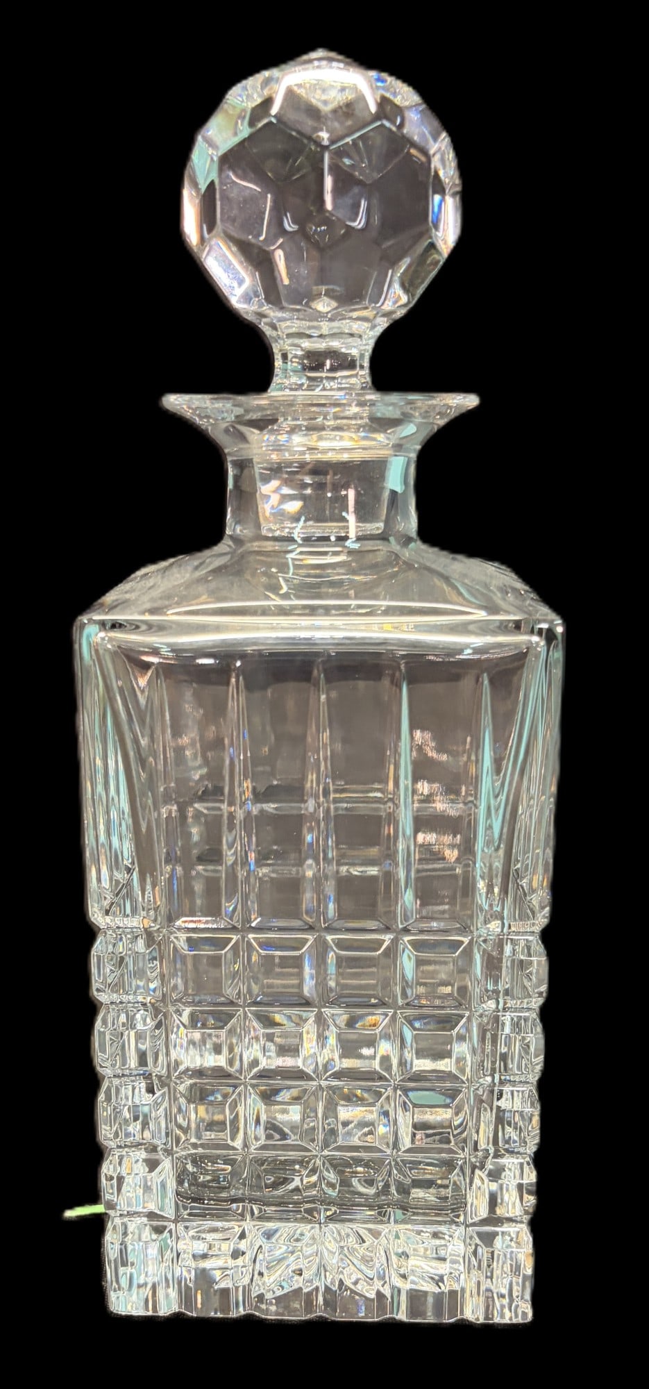TIFFANY AND CO CRYSTAL DECANTER: TIFFANY AND CO CRYSTAL DECANTER , still new in the box Height: 10.5 in. by Width: 3.8 in. by Depth: 3.8 in.