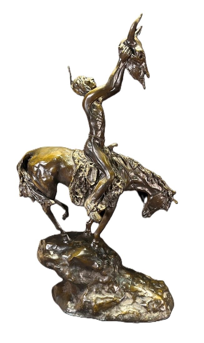 B. MCCAIN "QUEST VISION" BRONZE SCULPTURE: B. MCCAIN "QUEST VISION" BRONZE SCULPTURE. Height: 36 in. by Width: 24 in. by Depth: 12 in.