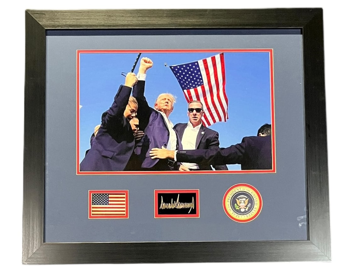 DONALD TRUMP HISTORICAL PHOTOGRAPH FRAMED: DONALD TRUMP HISTORICAL PHOTOGRAPH FRAMED Height: 23.5 in. by Width: 27.5 in. by Depth: 1 IN.