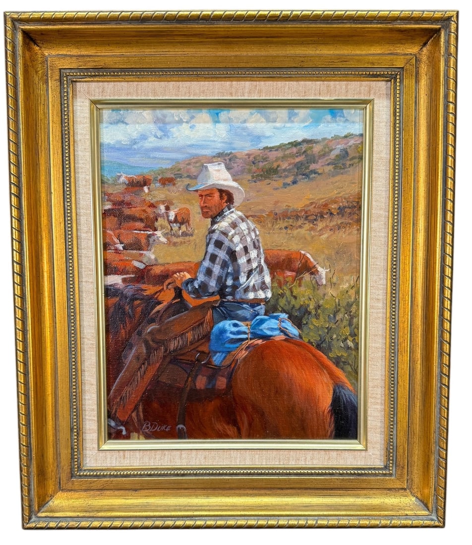 BETH DUKE "HOLDING FOR THE CUT" ACRYLIC ON CANVAS: BETH DUKE "HOLDING FOR THE CUT" ACRYLIC ON CANVAS