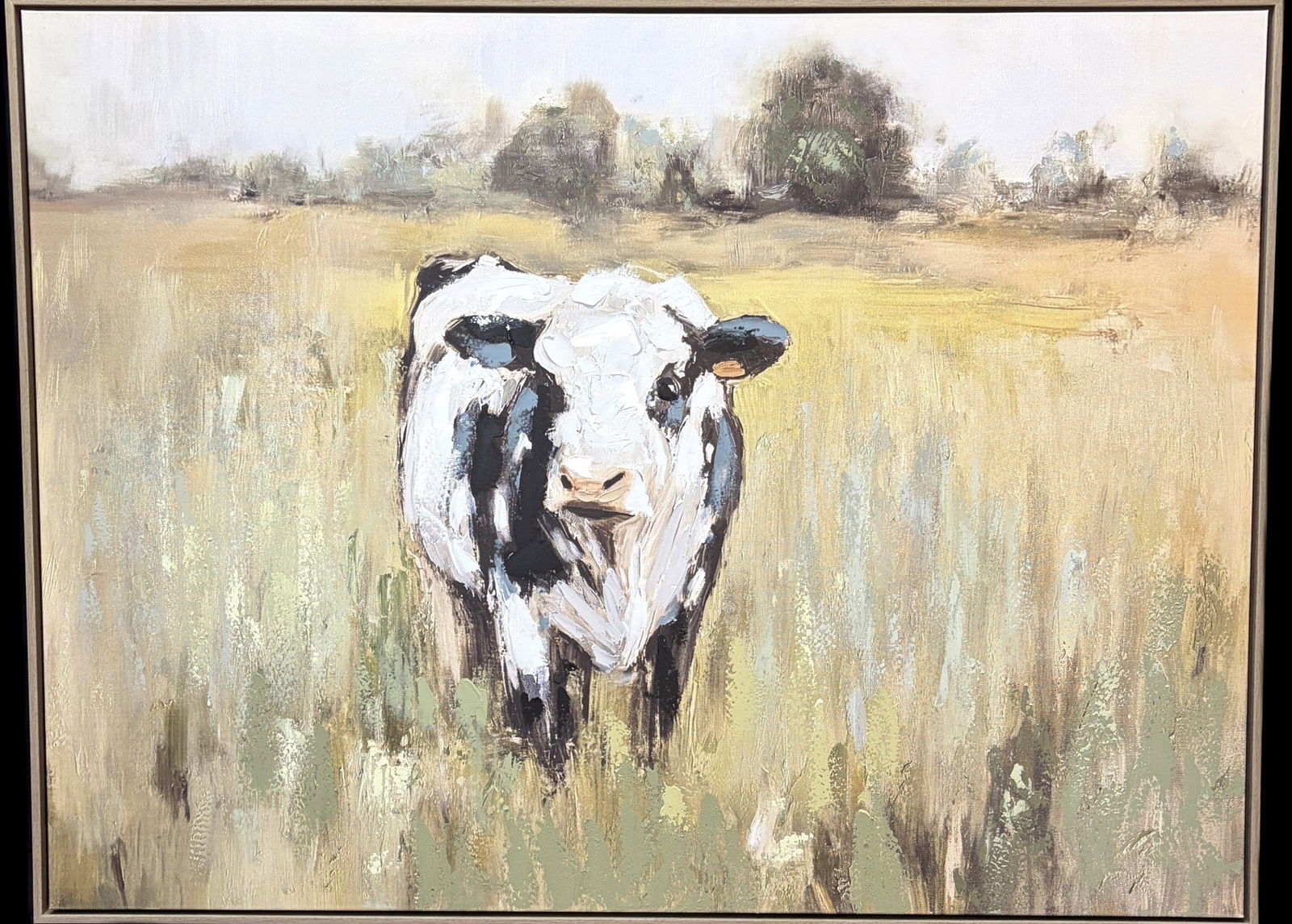COW GRAZING THE FARM- GILCEE: COW GRAZING THE FARM- GILCEE Height: 30 in. by Width: 40 in.