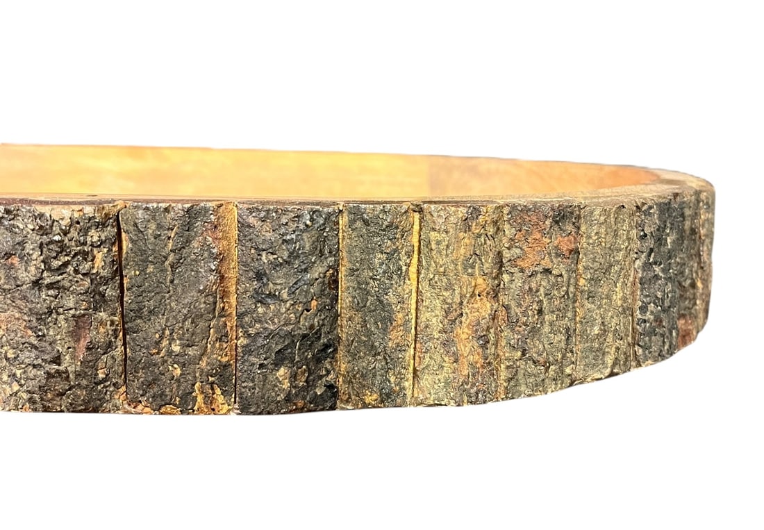 TWO NATURAL TREE BARK STYLE TRAYS, STACKABLE - 5