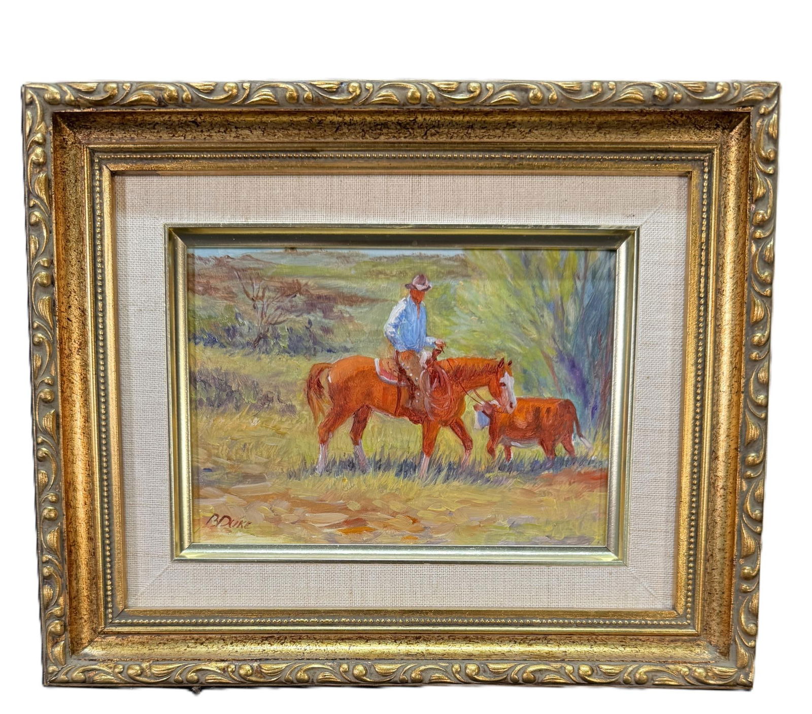 BETH DUKE "PROOFING THE TRAP" ACRYLIC ON BOARD: BETH DUKE "PROOFING THE TRAP" ACRYLIC ON BOARD. Height: 9 in. in. by Width: 11 in.