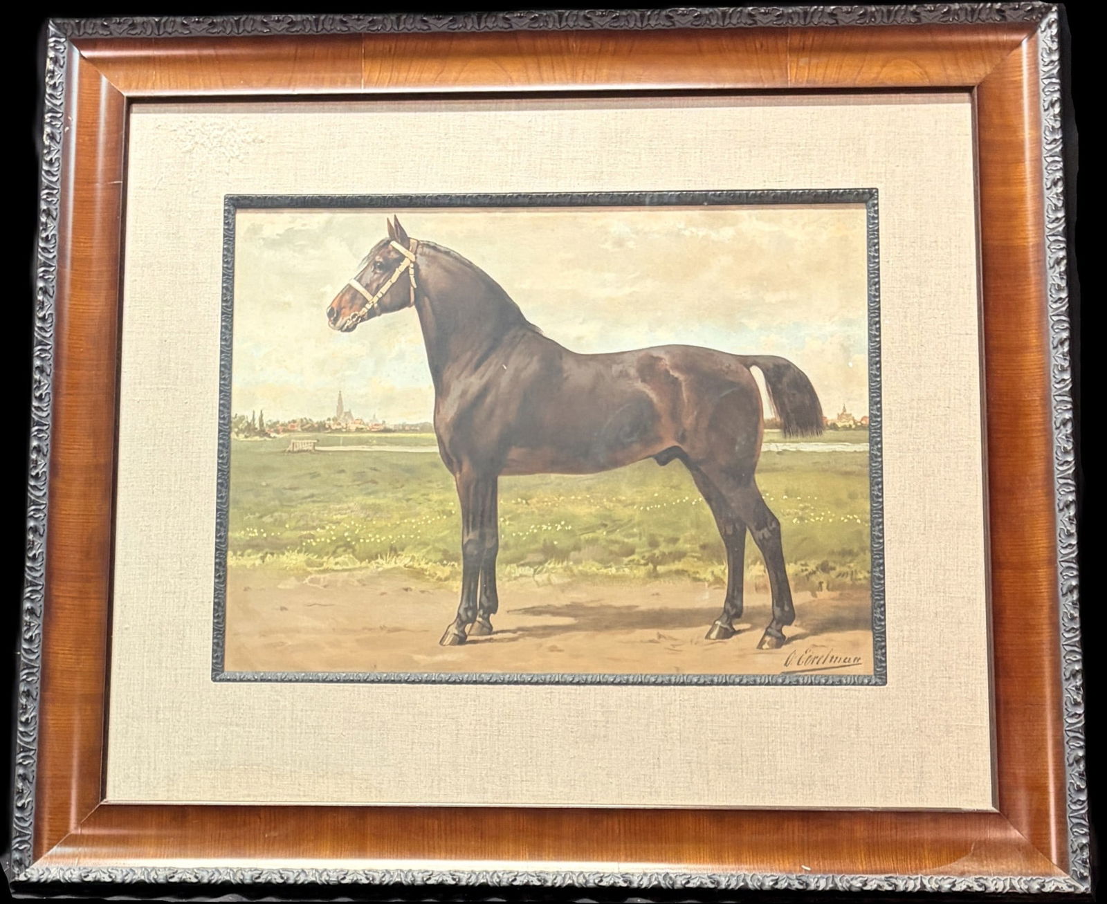 EQUESTRIAN PRINT SIGNED BY LISTED ARTIST: EQUESTRIAN PRINT SIGNED BY LISTED ARTIST Height: 33 in. by Width: 37 in.