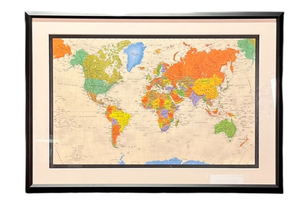 WORLD MAP PRINT 1999: WORLD MAP PRINT 1999. Height: 24 in. by Width: 33.5 in.