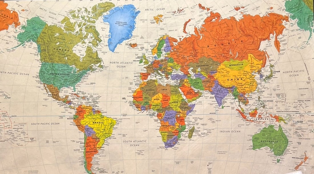 WORLD MAP PRINT 1999 - 2