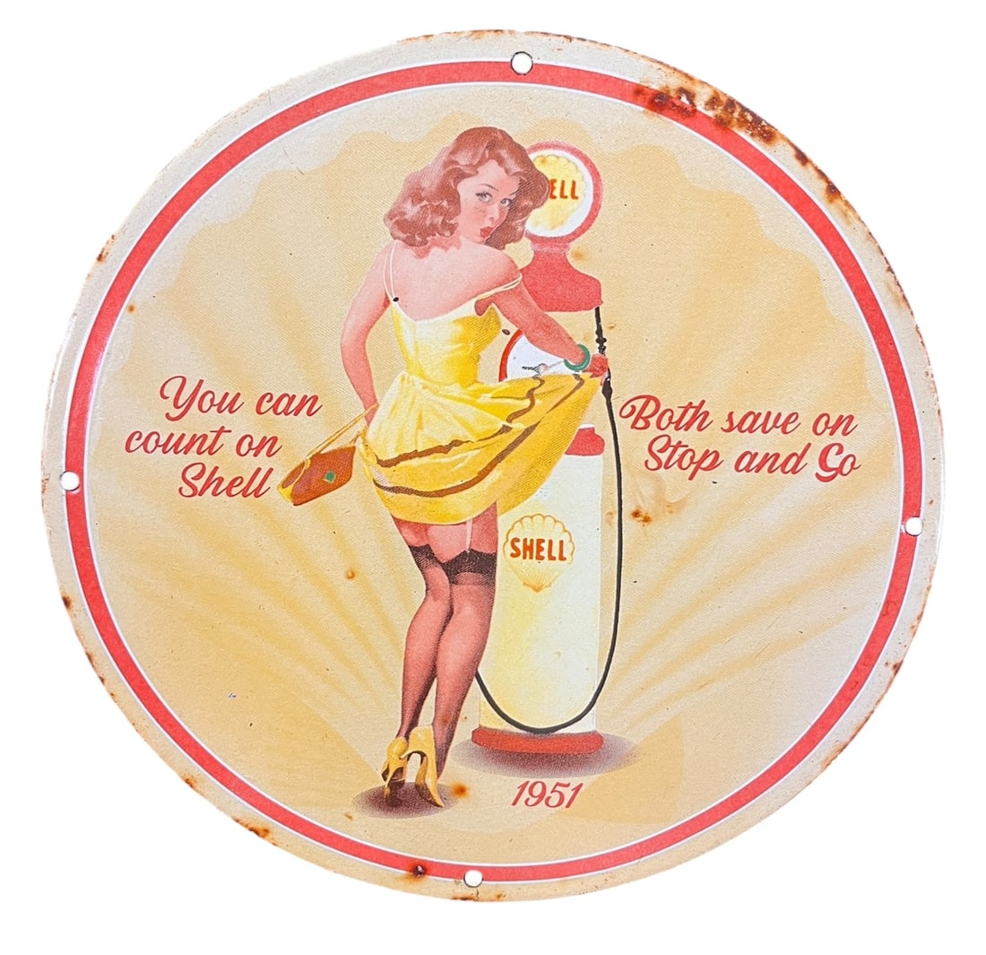 SHELL METAL SIGN: SHELL METAL SIGN Height: 11.8 in. by Width: 11.8 in.