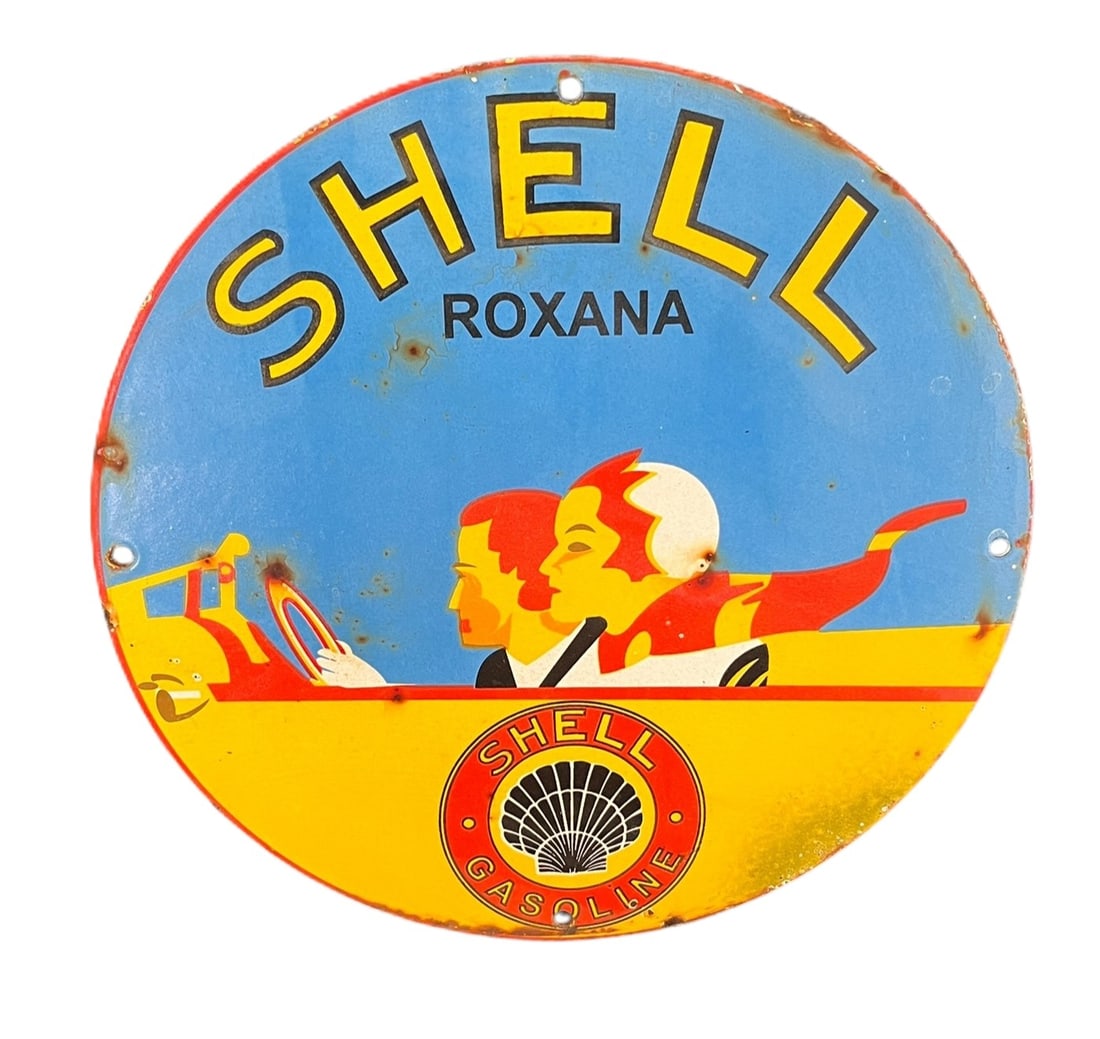 SHELL ROXANA METAL SIGN: SHELL ROXANA METAL SIGN Height: 11.8 in. by Width: 11.8 in.