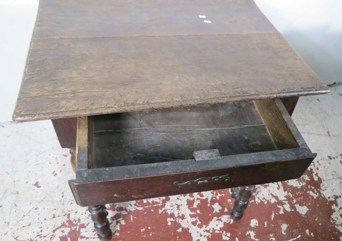 17TH C. JACOBEAN OAK WORK TABLE - 2