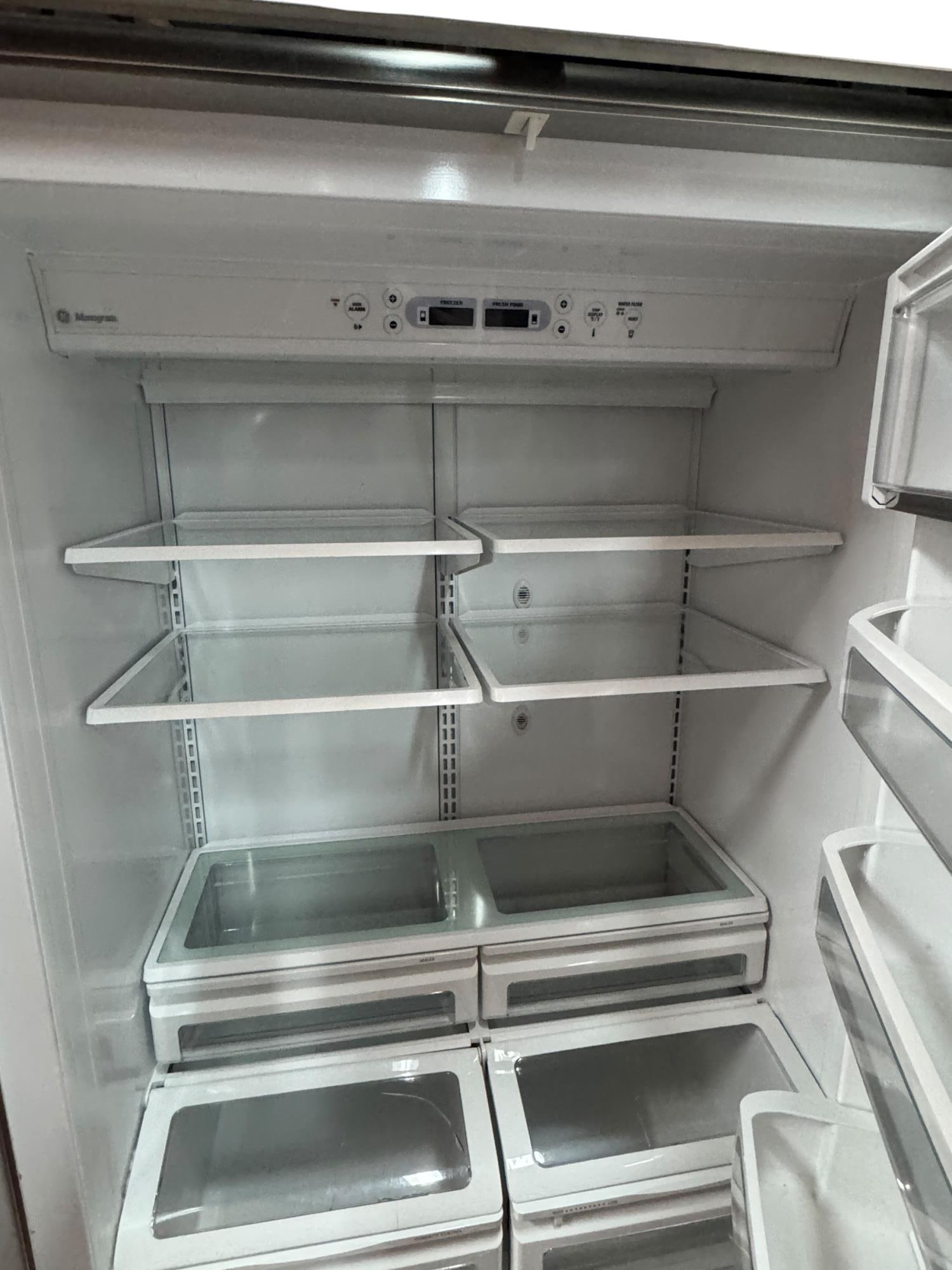 G. E. MONOGRAM STAINLESS STEEL REFRIGERATOR. - 2