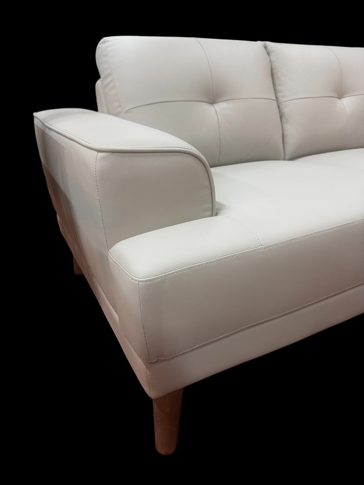 VERY NICE MODERN GRAY LEATHER SOFA - 3