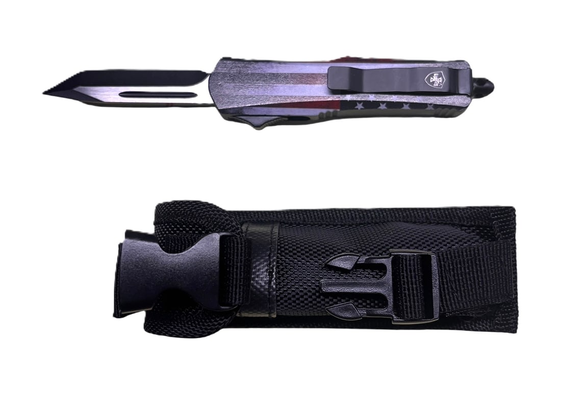 TPL SMALL US FLAG TANTO KNIFE: TPL SMALL US FLAG TANTO KNIFE Height: 6 1/2 in. by Width: 1 in.