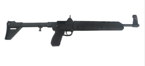 KEL-TEC MODEL SUB 2000 9mm CALIBER CARBINE: KEL-TEC MODEL SUB 2000 9mm CALIBER CARBINE Kel-Tec Model Sub 2000 9x19mm caliber folding stock carbine. Blued barrel. Polymer receiver and stocks. Fixed sights. Manual. Tools. One magazine. 