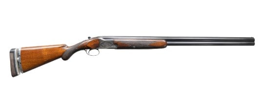CUSTOM BELGIAN BROWNING SUPERPOSED MAGNUM O/U: CUSTOM BELGIAN BROWNING SUPERPOSED MAGNUM O/U. SHOTGUN. Cal. 12 Ga., 3". S# 46096. Bbls. 30" w/ brass bead. Custom threading for Briley choke tubes: 2 installed w/ Cyl, Skeet & IC included. Grade