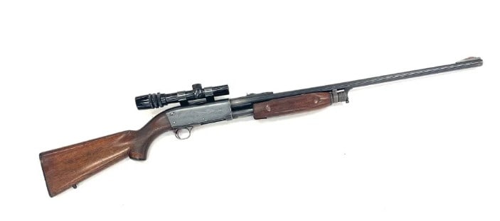 Ithaca 37 Featherlight DeerSlayer .20 Ga: thaca Model 37 Featherlight DeerSlayer .20 Ga Pump Shotgun with Scope The Ithaca model 37 DeerSlayer is in used condition. Barrel measures 26 inches in length. Blueing is showing patina and the