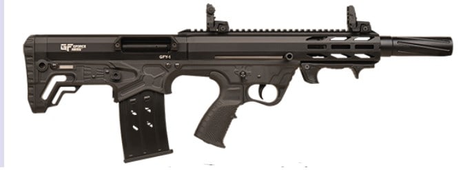 GFORCE ARMS GFY-1 12 GA SHOTGUN SEMI AUTO: GFORCE ARMS GFY-1 12 GA SHOTGUN SEMI AUTO. MATTE BLACK FINISH. WEIGHT 7.7 POUNDS. SIGHT FT: FOLDING, RR FOLDING ADJUSTABLE. NEW IN BOX. SERIAL #25BLP-8770 (L892)
