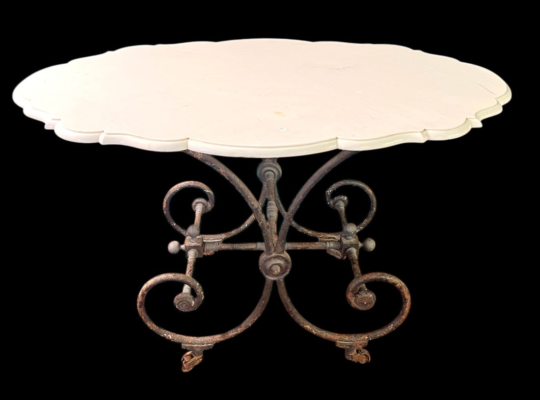 IRON MARBLE TABLE WITH OVAL WHITE MARBLE TOP (1 of 3)