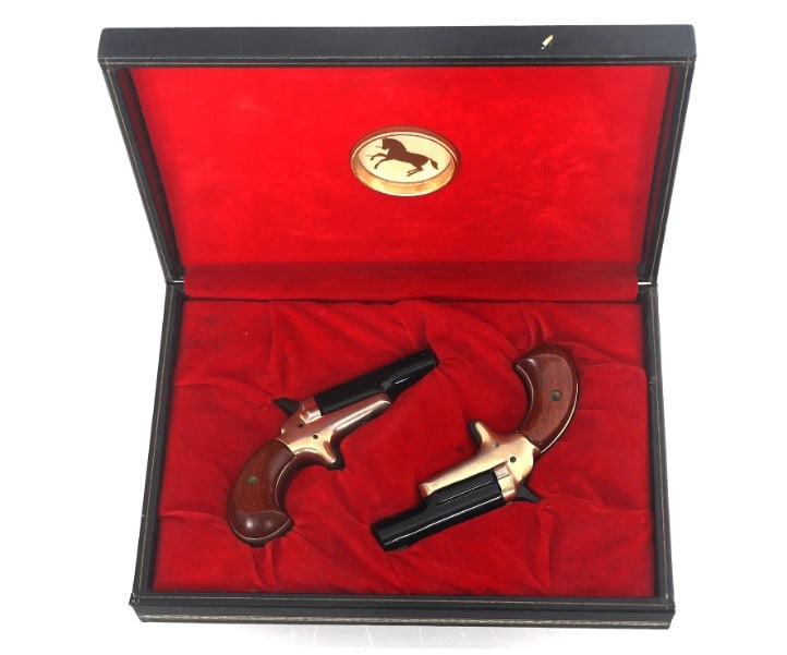 COLT LORD DERRINGER .22 SHORT CAL PISTOLS: Non-sequential pair of Colt Lord Derringer .22 Short caliber pistols. Colt Lord Derringer box. Caliber / Gauge 22 S Barrel Length: 2.25" Serial Number: 9453LRD, 9451LRD Classification: C&R / FFL 15415