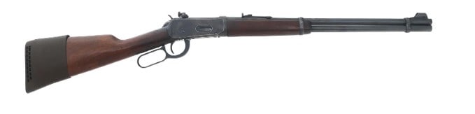 WINCHESTER MODEL 94 .30-30 CAL LEVER ACTION RIFLE: 1961 Winchester Model 94 .30-30 caliber lever action rifle. Blued finish. Hooded front sight. Adjustable rear sight. Receiver mounted Lyman adjustable peep sight. Wood stock with slip on rubber recoil
