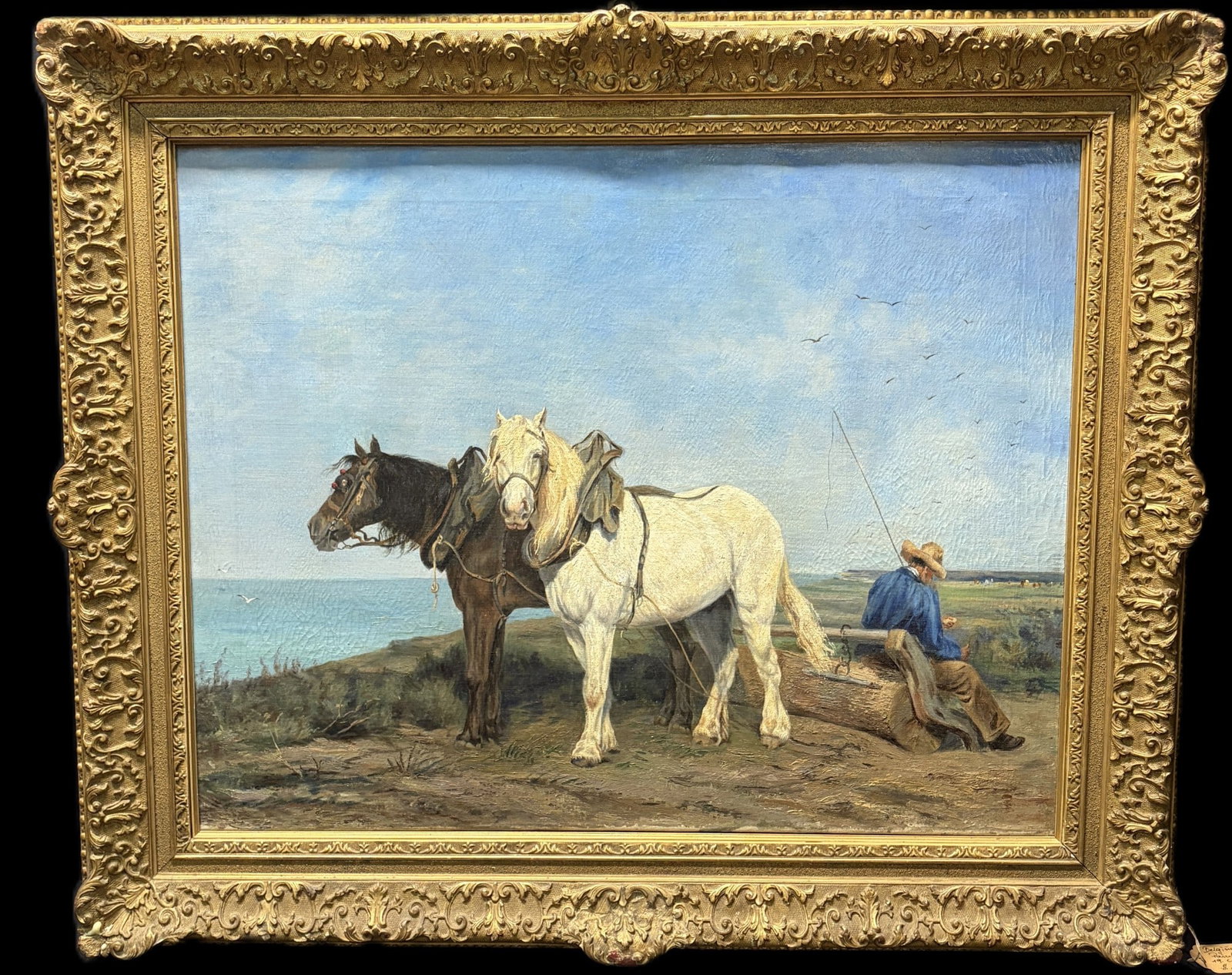 19TH C BELGIUM OIL PAINTING BY MARIE LUMMEN: 19TH C BELGIUM OIL PAINTING BY MARIE LUMMEN Height: 31.5 in. by Width: 37.5 in.