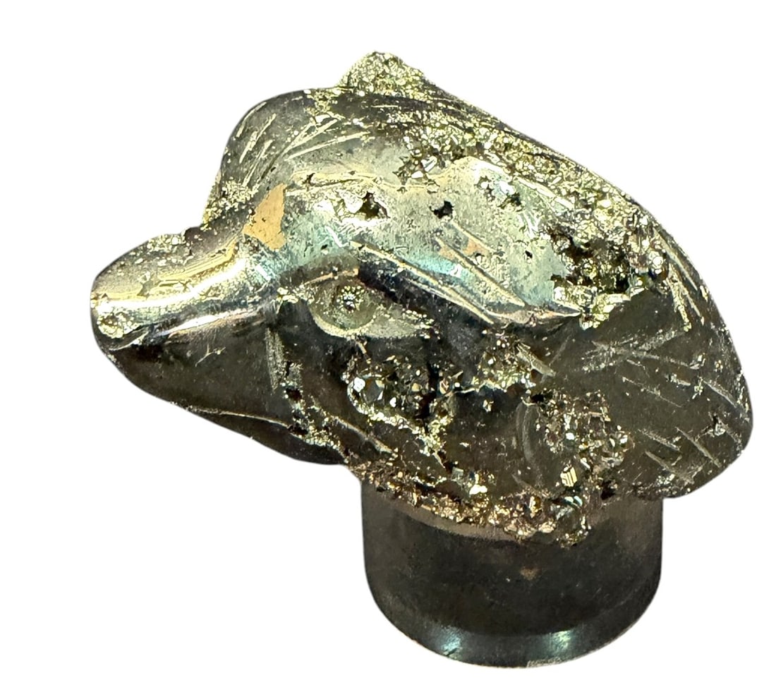 PYRITE ANIMAL HEAD: PYRITE ANIMAL HEAD 0.8lbs Height: 2 in. by Width: 2.5 in. by Depth: 3 in.