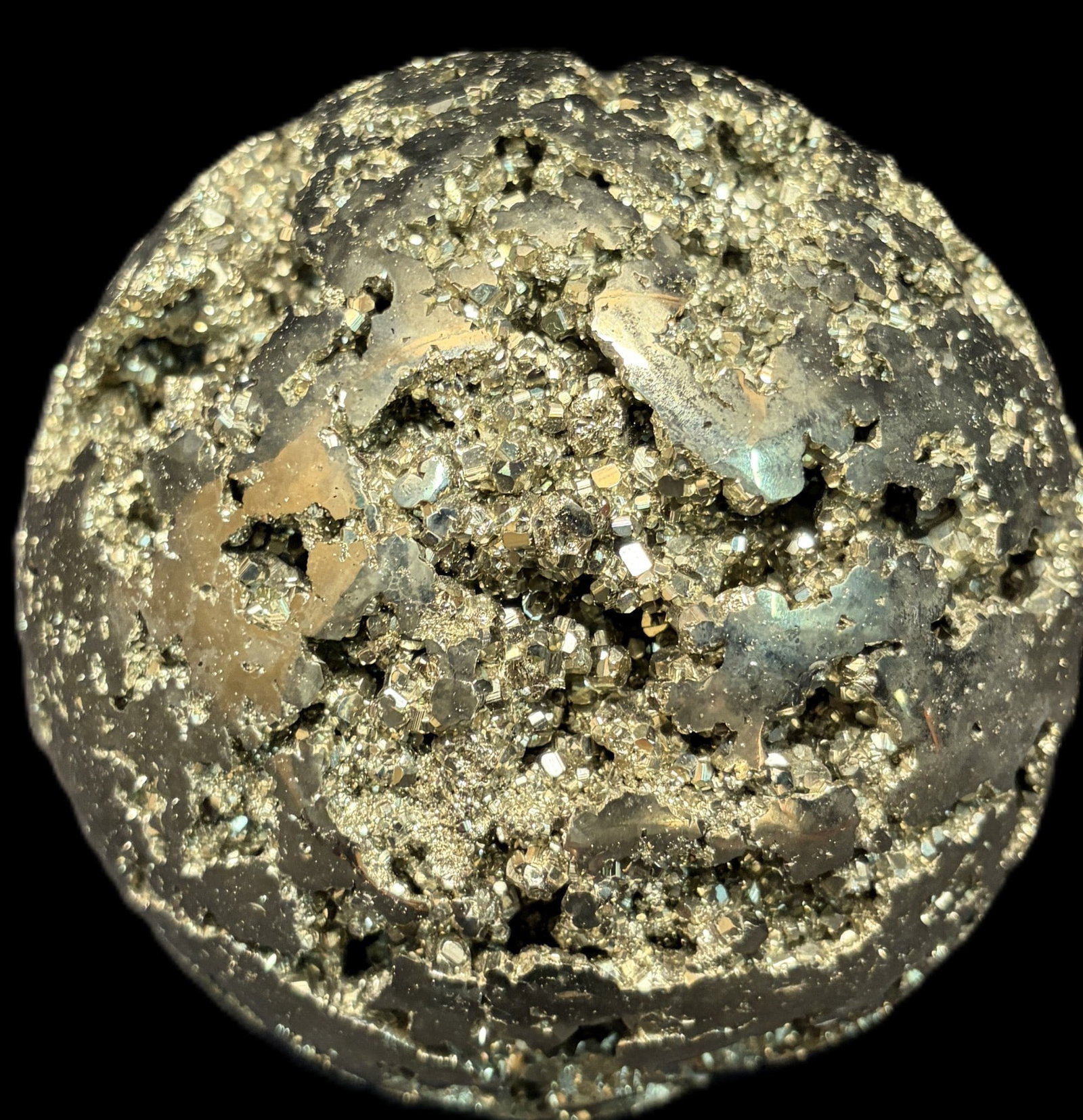 PYRITE SPHERE SHAPED: PYRITE SPHERE SHAPED 20lbs Height: 5 in. by Width: 5.5 in. by Depth: 5.5 in.