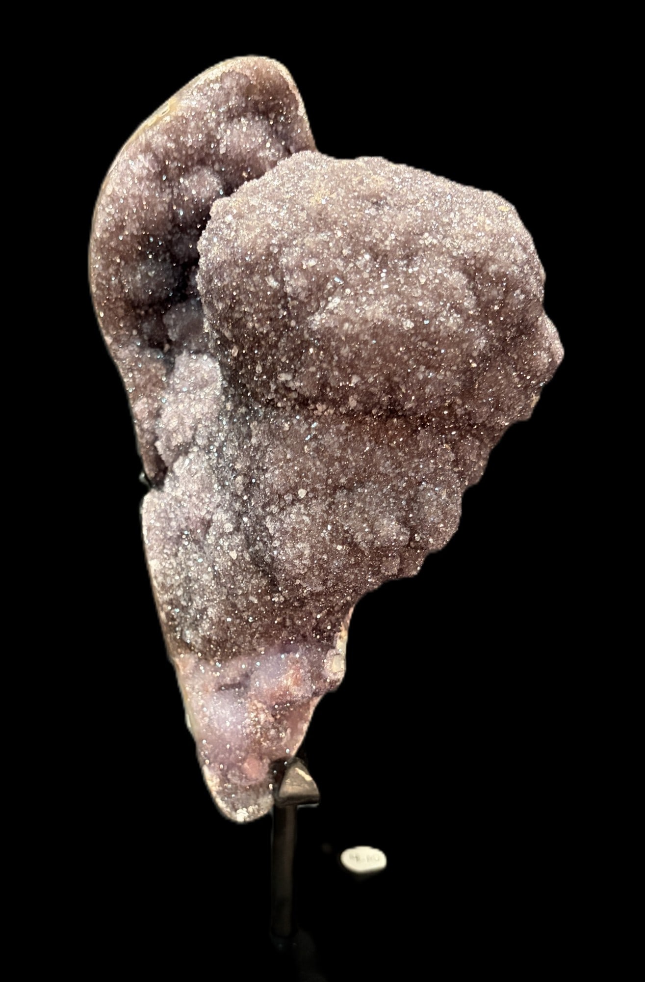 LARGE AMETHYST DRUSY CRYSTAL ON STAND: LARGE AMETHYST DRUSY CRYSTAL ON STAND 4.10kg Height: 10 in. by Width: 6 in. by Depth: 5 IN.