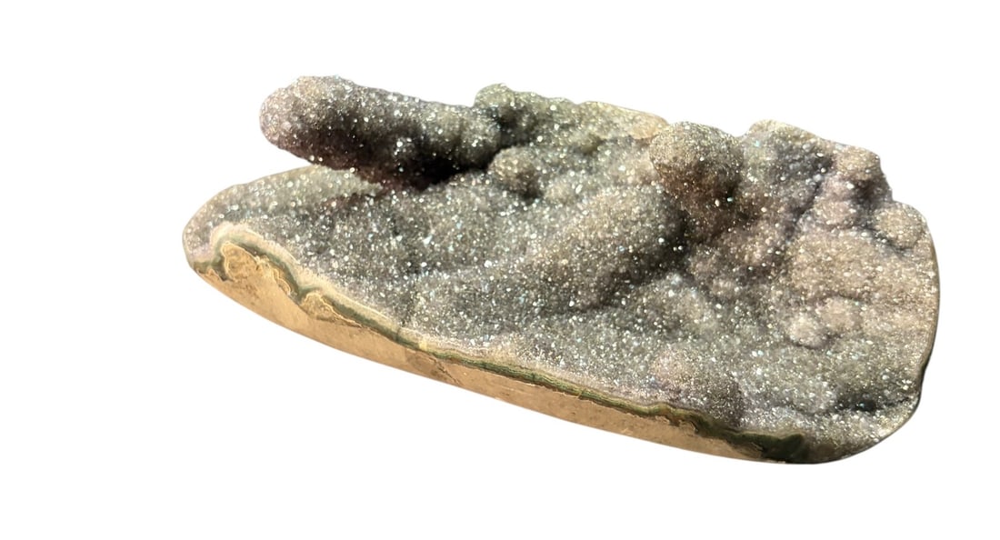 GRAY AMETHYST DRUSY: GRAY AMETHYST DRUSY Height: 4 in. by Width: 9 in. by Depth: 6 in.