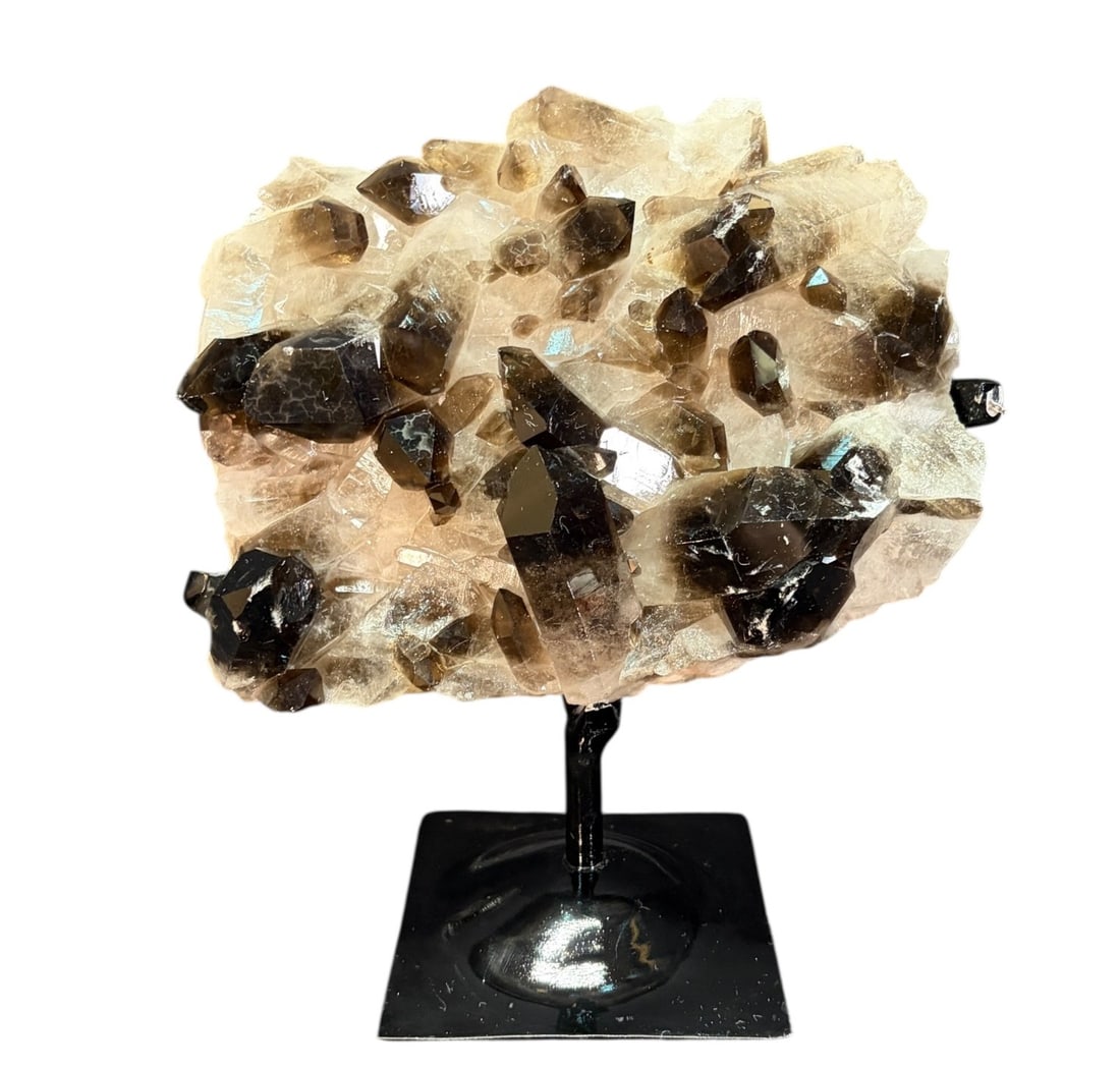 SMOKEY QUARTZ ON IRON STAND (1 of 6)
