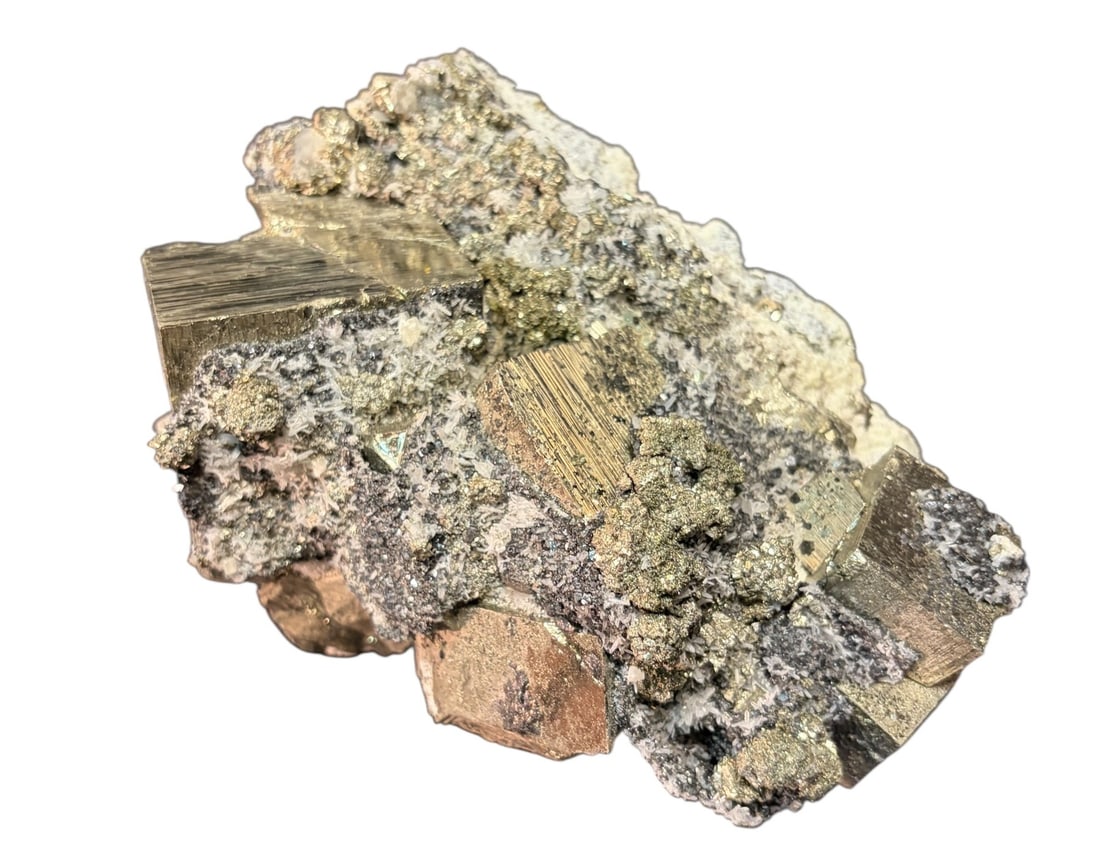 LARGE SQUARE PYRITE WITH QUARTZ - 5