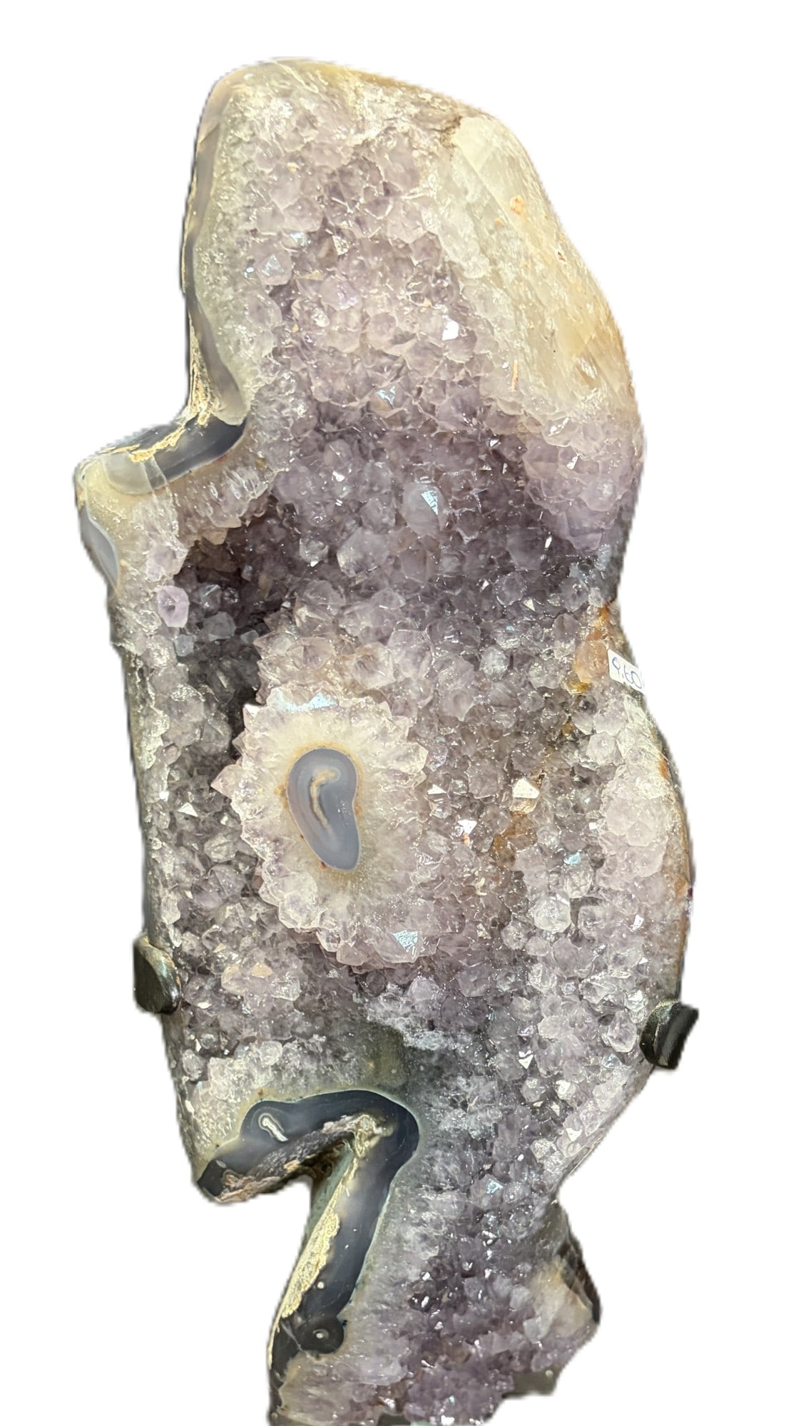 AMETHYST ON IRON STAND: AMETHYST ON IRON STAND 8.6kg Height: 11 in. by Width: 14.5 in. by Depth: 9 in.