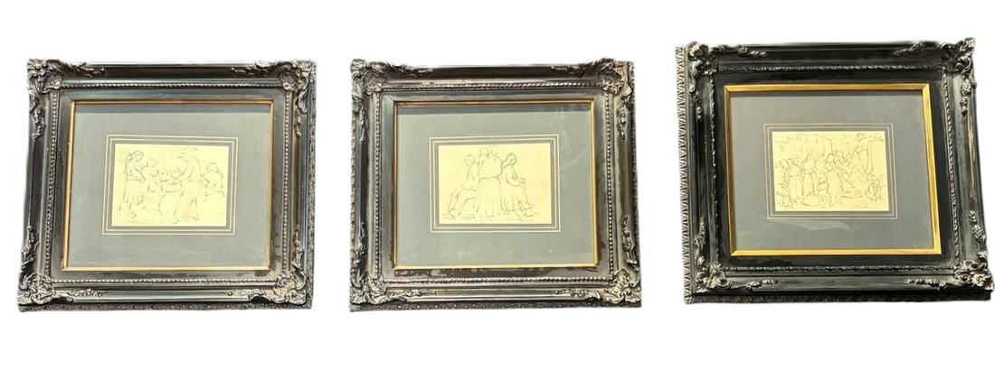 SET OF THREE PENCIL ON PAPER DRAWINGS (1 of 7)