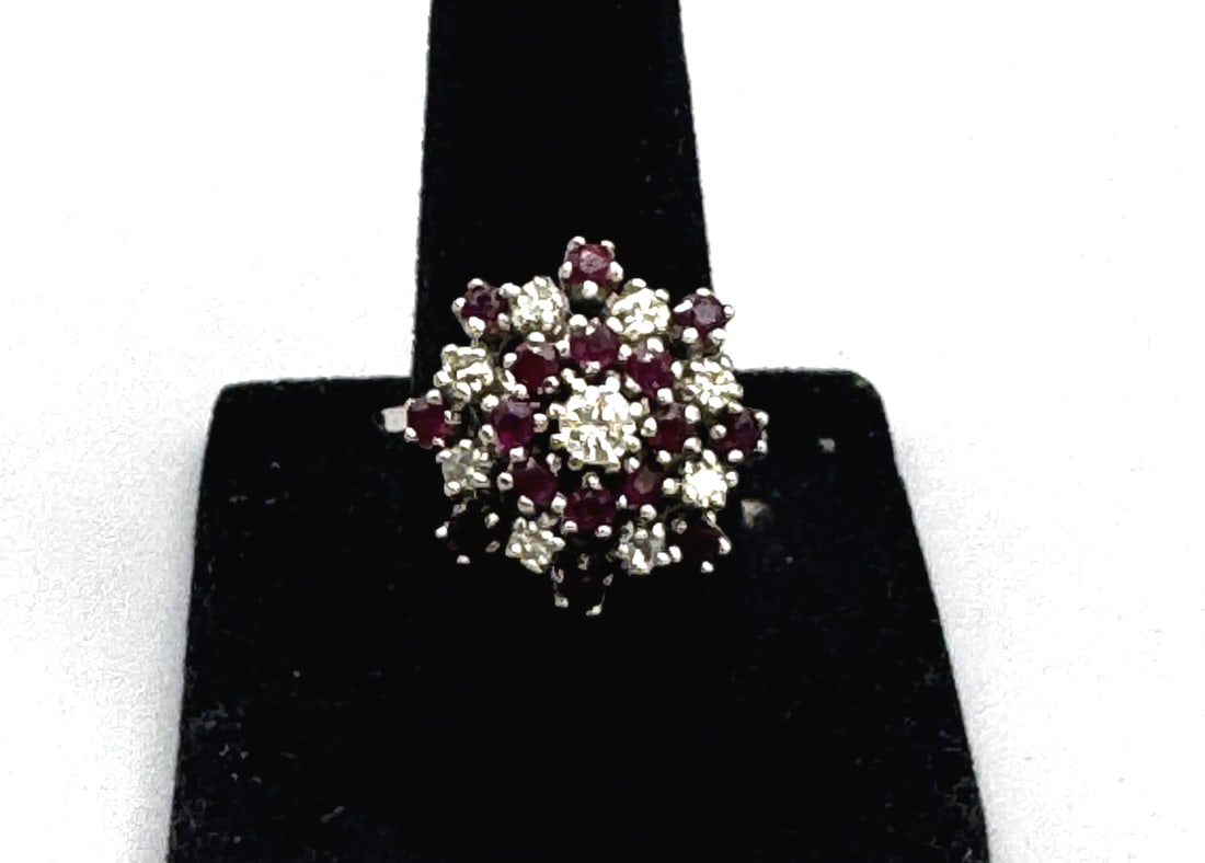 WHITE GOLD RUBY & DIAMOND RING (1 of 3)