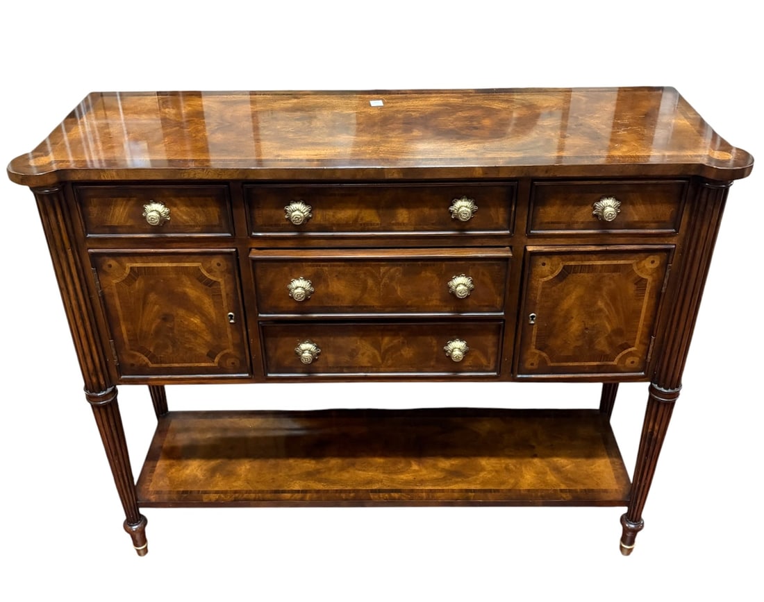 THEODORE ALEXANDER SOFA TABLE: THEODORE ALEXANDER SOFA TABLE. Height: 33.5 in. by Width: 42 in. by Depth: 13.8 in.