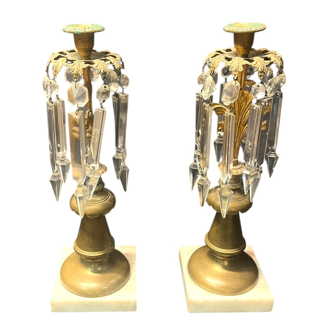 PAIR OF ANTIQUE BRASS CANDLESTICKS (1 of 3)