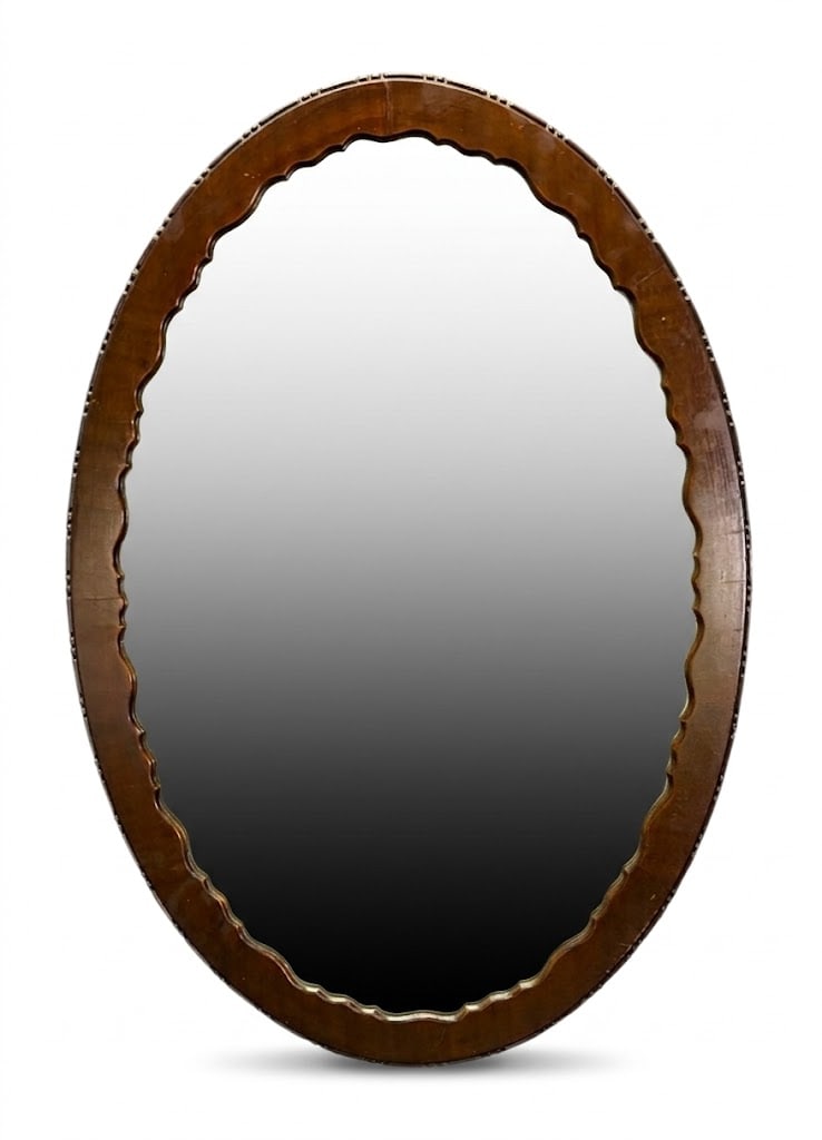 ANTIQUE EDWARDIAN STYLE OVAL MAHOGANY MIRROR (1 of 6)