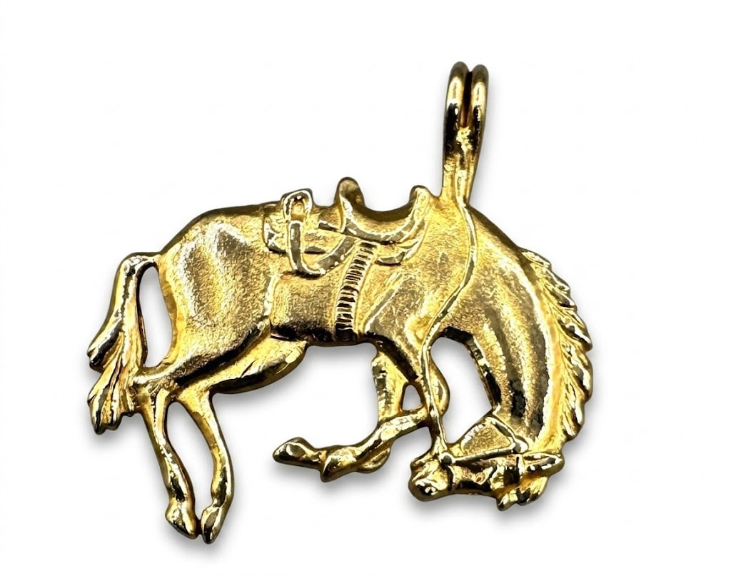 GOLD BUCKING HORSE PENDANT (1 of 3)