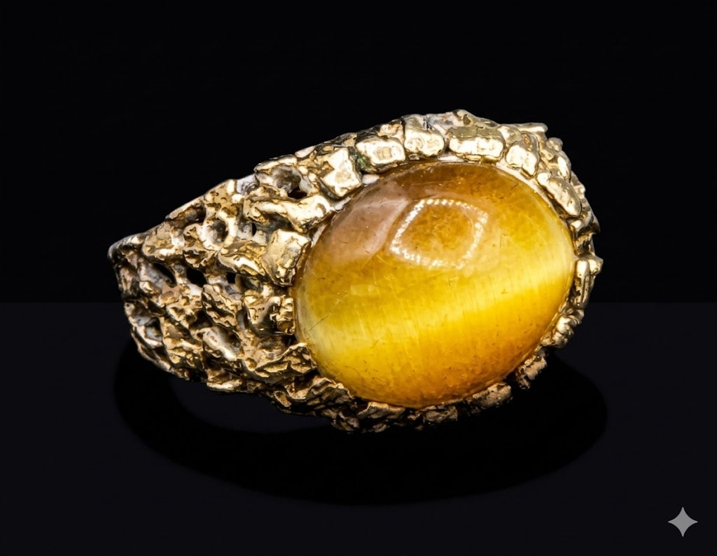 YELLOW GOLD TIGER''S EYE RING (1 of 4)