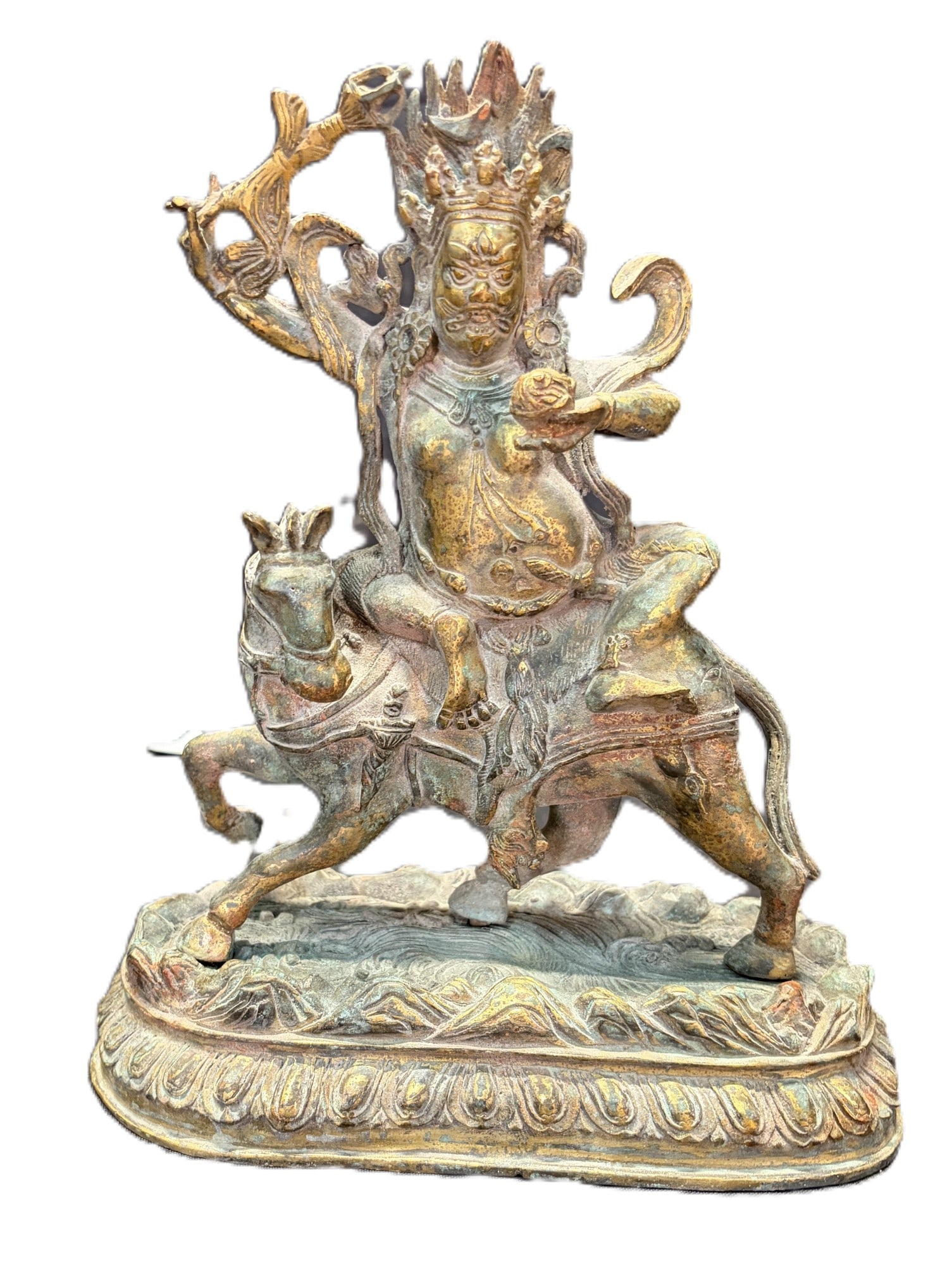 OLD CHINA DYNASTY PALDEN LHAMO DEITY LONGEVITY: OLD CHINA DYNASTY PALDEN LHAMO DEITY LONGEVITY. Height: 11 in. by Width: 9 in. by Depth: 4 in.