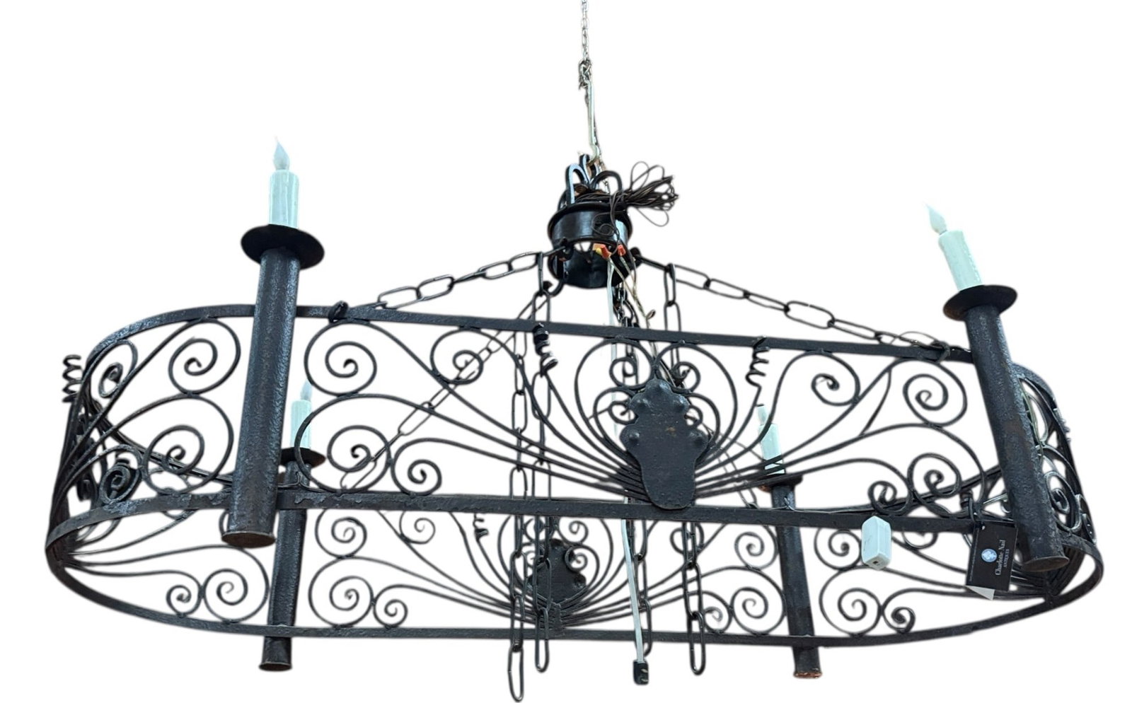 ANTIQUE FRAMED IRON BASKET CHANDELIER (1 of 3)