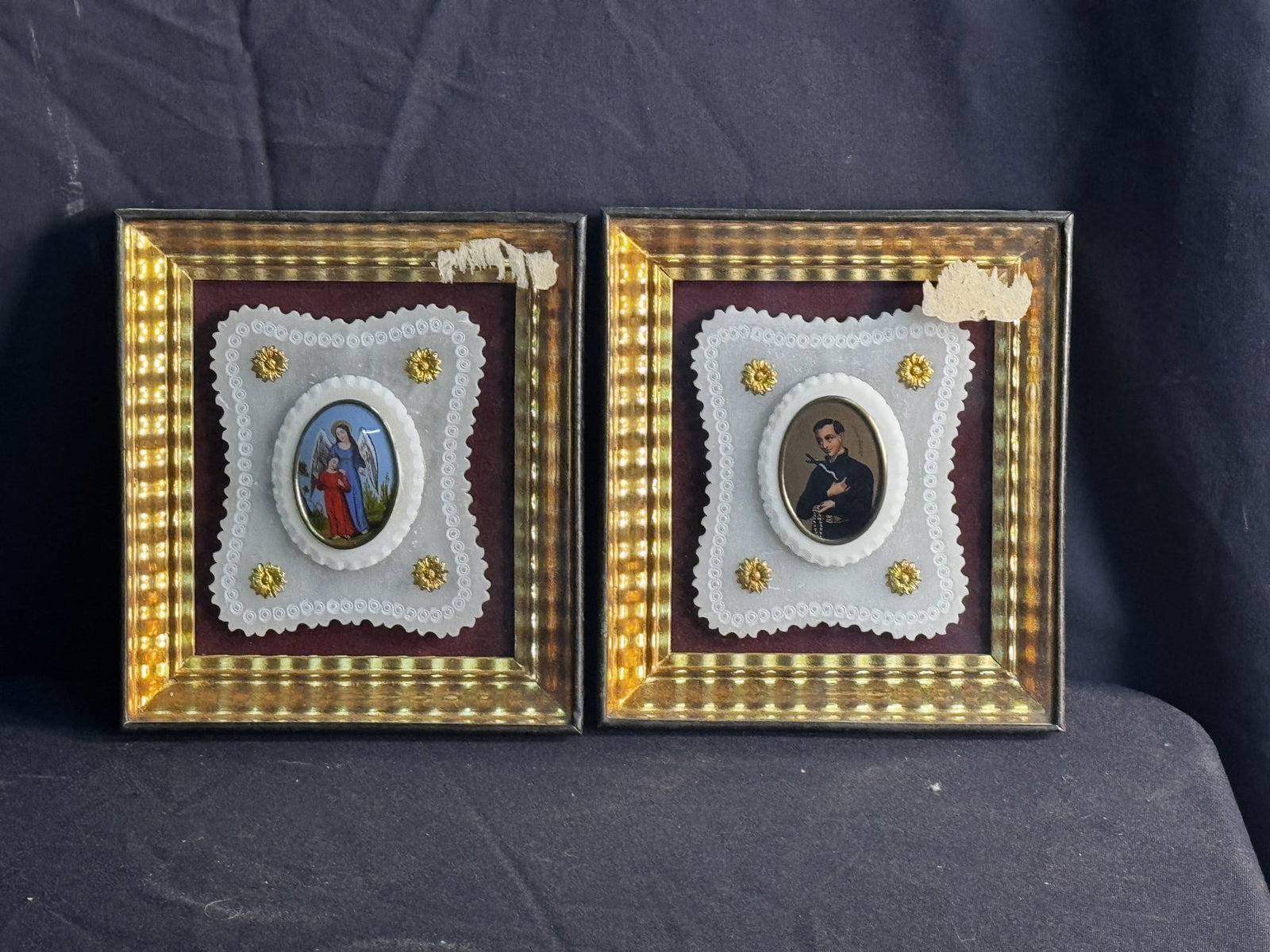 TWO ENAMELED PLAQUES IN GILDED FRAMES - 2