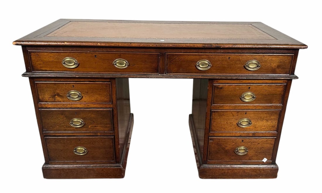 19TH C. ENGLISH DESK WITH TOOLED LEATHER TOP (1 of 9)