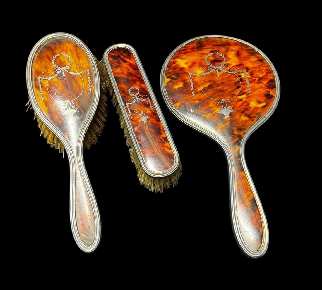 19th CENTURY STERLING BRUSH SET (1 of 4)