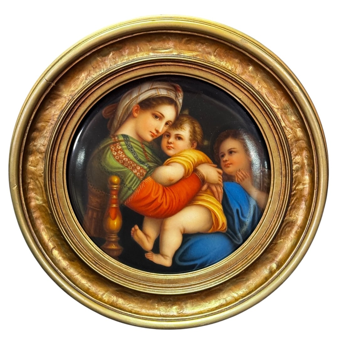 MADONNA OF THE SAINTS PAINTED PORCELAIN PLAQUE (1 of 3)