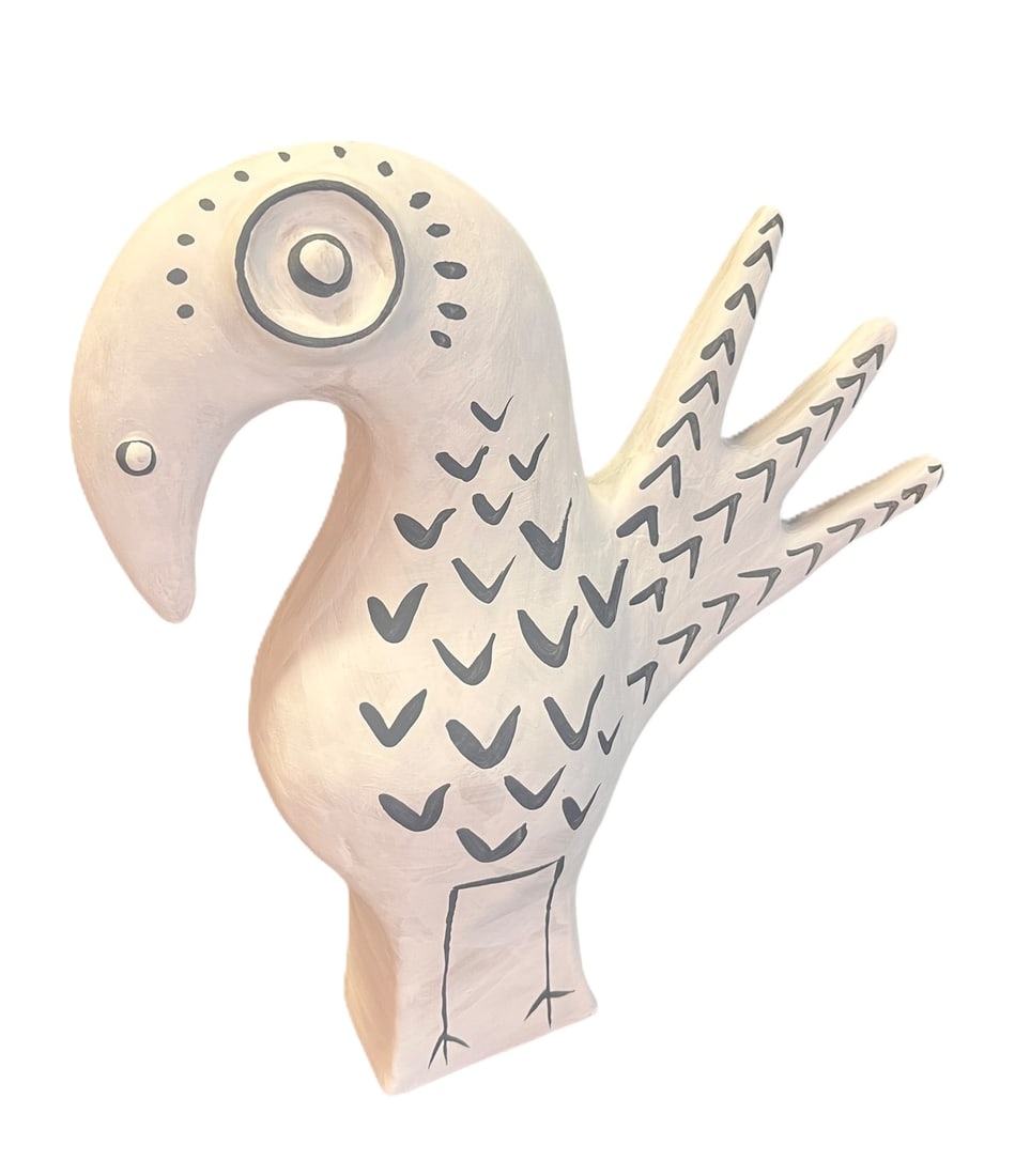 PICASSO STYLE ART POTTERY PEACOCK - 3