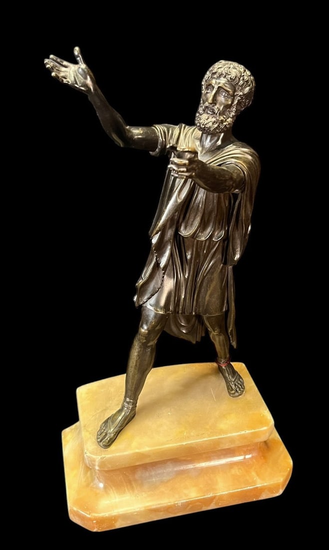 CIRCA 1890's BRONZE RENAISSANCE STYLE SCULPTURE: CIRCA 1890's BRONZE RENAISSANCE STYLE SCULPTURE. PROVENANCE: FROM FINDERS FAYRE ANTIQUES, BEAUMONT, TEXAS. Height: 18 in. by Width: 10 in. by Depth: 6 in.