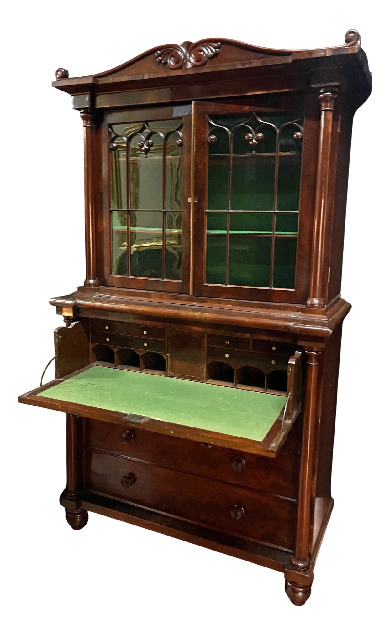 ANTIQUE MAHOGANY BUREAU SECRETARY (1 of 7)